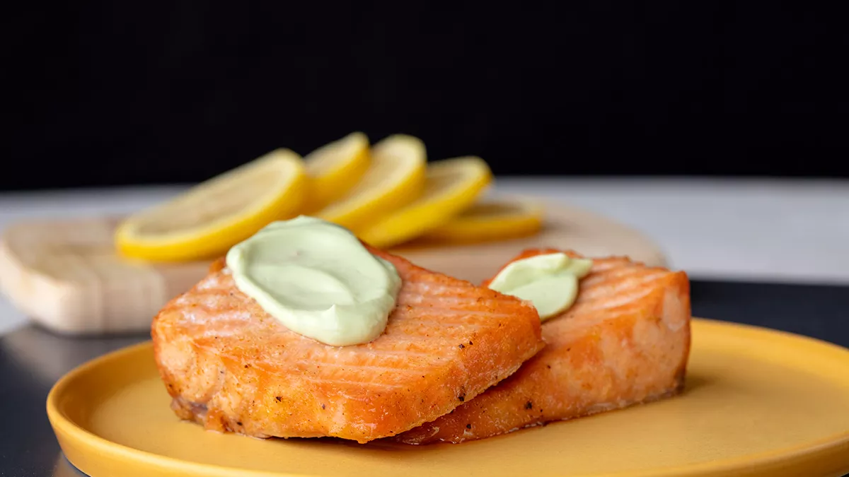 Salmon Fillet with Yogurt Avocado Sauce