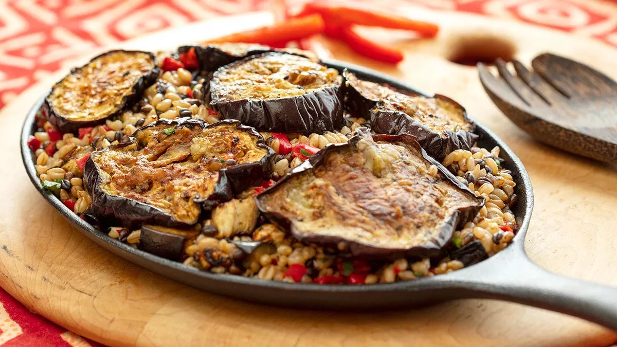 Eggplant Barley Paella