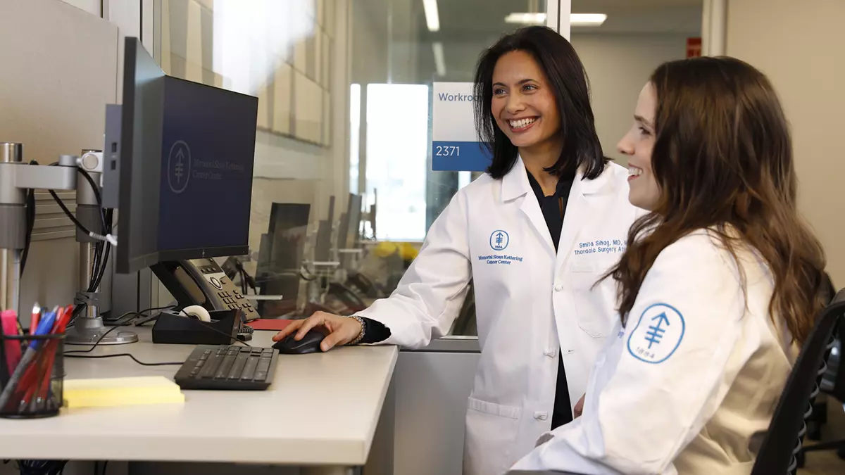 MSK specialists like Smita Sihag (left), a thoracic surgeon, are part of a multidisciplinary team of experts who care for people with cancer.  