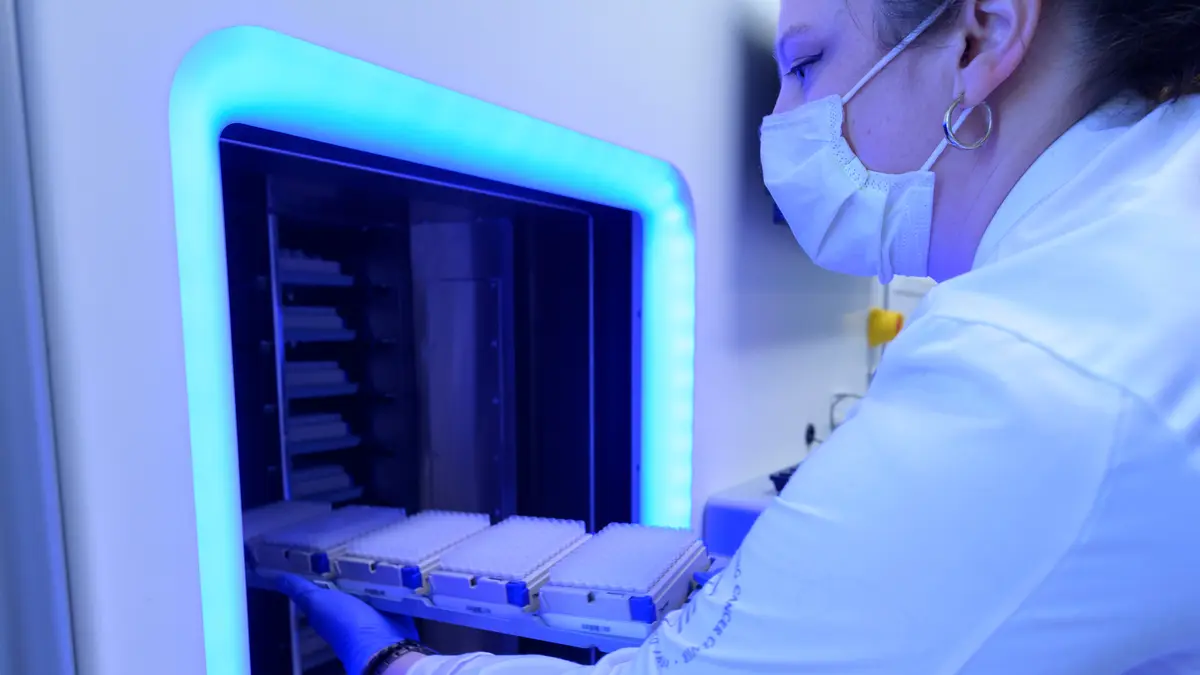 Molecular test development manager Tessara Baldi is in an MSK lab. 